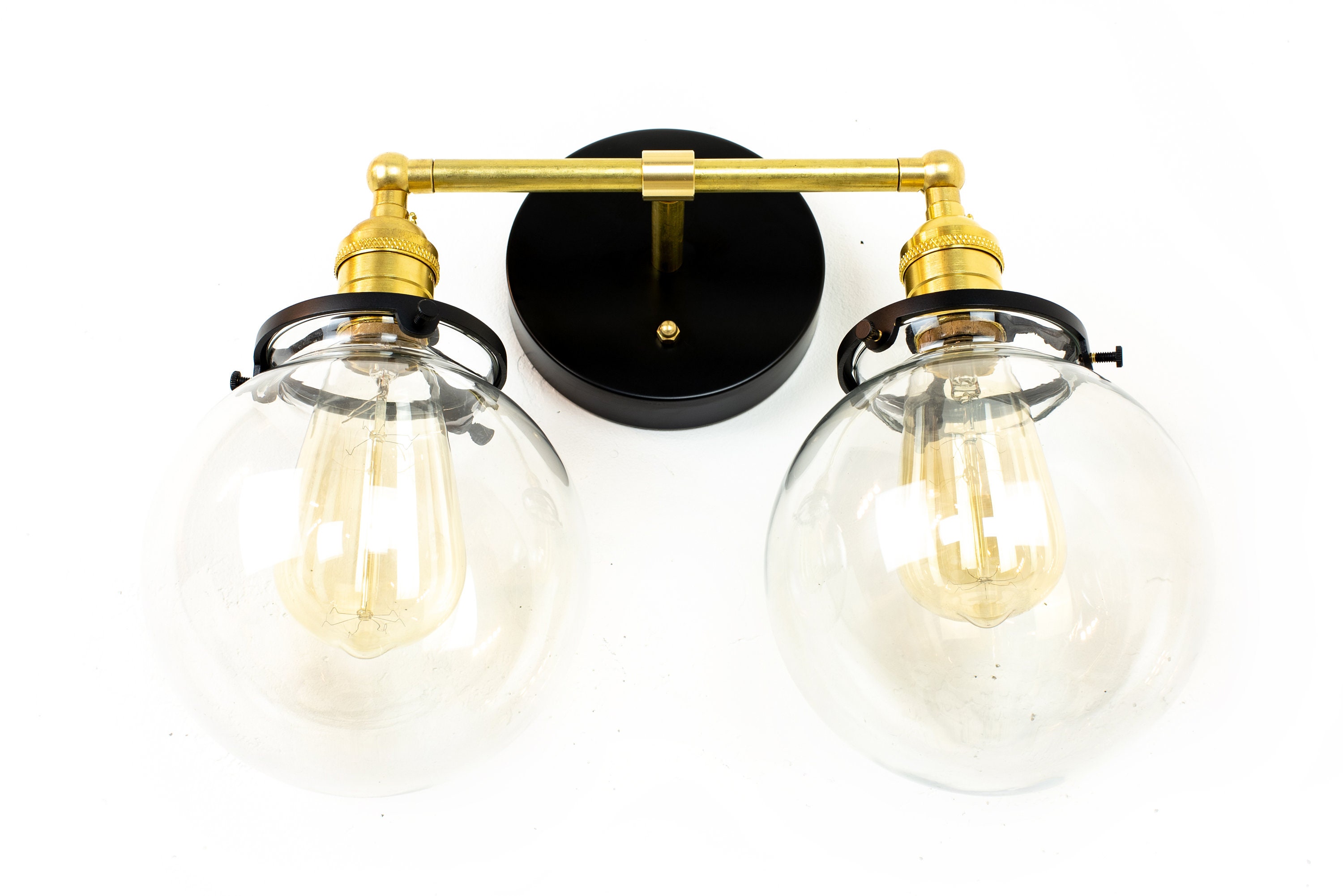Brass Black Globe Vanity Lights Modern Vanity Lighting Glass Shades