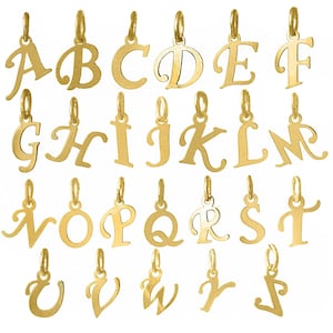 Colgante con inicial de oro macizo de 9 ct/10 k/14 k, dije con nombre, regalo, joyería personalizada, monograma, letra del alfabeto a b c d e g h j l k m n p r s t