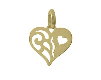 Dainty 9ct 9k Gold Mum Heart Diamond Charm