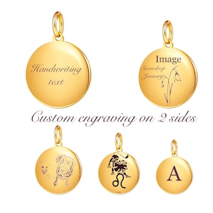 Goldanhänger mit Gravur, personalisierte Foto/Text-Anhängerhalskette, doppelseitige Gravur