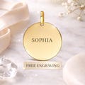9ct Solid Gold Disc Pendant,Personalized Circle Charm, Custom Engraved Name product logo