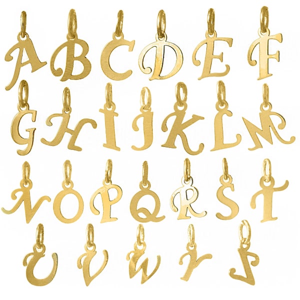 Solid 9ct gold pendant initial personalised name letter charm for necklace a b c d e f g h j k l m n p r s t i v