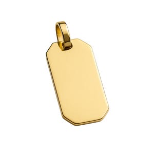 Colgante personalizado de oro macizo de 18 quilates, 9 quilates, 10 quilates y 14 quilates, etiqueta rectangular cuadrada para collar, delicado dije grabado, regalo personalizado para ella o para él.