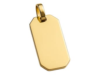 18K/9ct/10K/14K Solid Gold Custom Pendant Rectangular Square Tag for Necklace Dainty Engraved Charm Personalized Gift for Her or Him