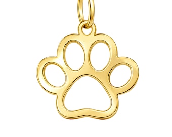 Colgante de huella de pata de perro de oro macizo, dije de collar con huella de pata de gato pequeña de 9 ct, 10k y 14k