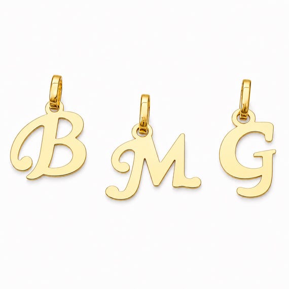 9ct Solid Gold Initial Pendant - Personalized Letter Charm Initial Necklace