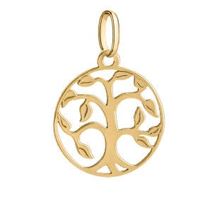 9ct/10K/14K Gold Pendant Tree Of Life Round Charm For Necklace