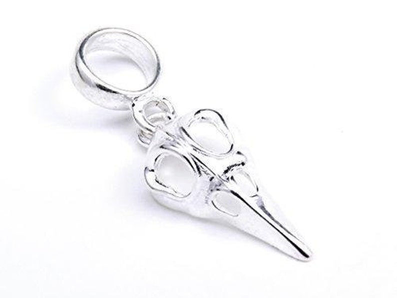 Genuine Solid Silver 925 Bird Skull Charm Bead Compatible With Europeanbracelet