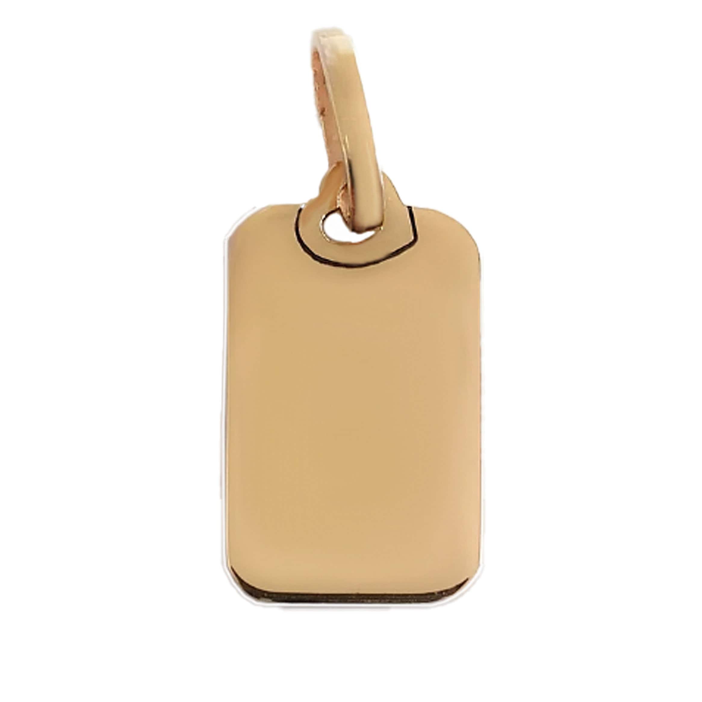 10K /14K Solid Gold Custom Engrave Rectangular Heart Pendant for Necklace Personalised Dainty Solid Gold Charm