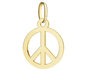 Solid 10K Gold Peace Sign Pendant Charm for Necklace