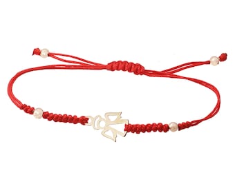 Solid 9ct/10K/14K Gold Bracelet Guard Angel Friendship Red String Cord