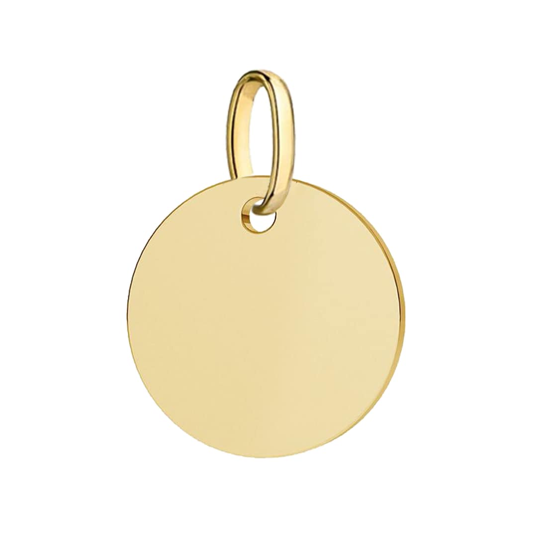 10K Gold Disc Pendant Round Engravable Circle for Necklace ...