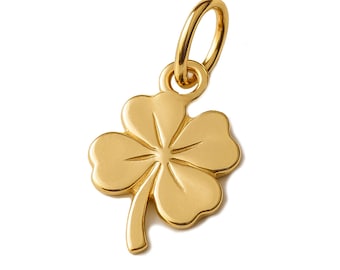 Colgante de trébol de cuatro hojas de oro macizo de 9 quilates para collar.