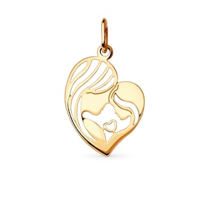Solid 14K/10K/9K Gold Pendant Mother and Daughter Gift Medallion Charm for Necklace