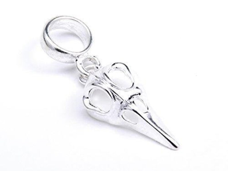 Genuine Solid Silver 925 Bird Skull Charm Bead Compatible With Europeanbracelet