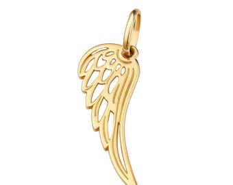 Colgante de ángel guardián con alas doradas para collar, oro macizo de 9 ct/10 kt/14 kt