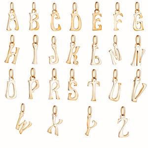 Colgante de letras del alfabeto inicial personalizado de oro de 9 quilates A B C D E M Sólido 375 Oro amarillo de 9 quilates