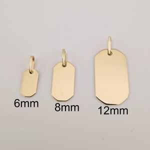 18K/9ct/10K/14K Solid Gold Custom Pendant Rectangular Square Tag for Necklace Dainty Engraved Charm Personalized Gift for Her or Him image 3