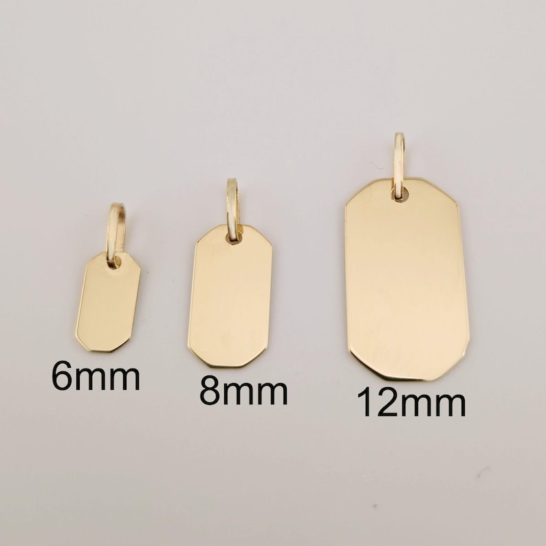 18K/9ct/10K/14K Solid Gold Custom Pendant Rectangular Square Tag for Necklace Dainty Engraved Charm Personalized Gift for Her or Him image 3