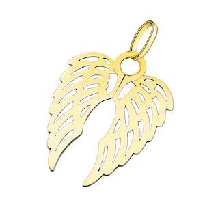 Solid 10K Gold Angel Double Wing Pendant for Necklace g22pg