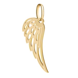 9ct/10k/14k Gold Pendant Guardian Angel Wing Charm for Necklace