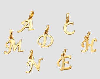 9ct/10k/14k Solid Gold Initial Pendant, Personalized Letter Charm