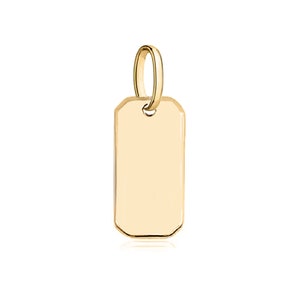 10K /14K Solid Gold Custom Engrave Rectangular Pendant for Necklace Personalised Dainty Solid Gold Charm