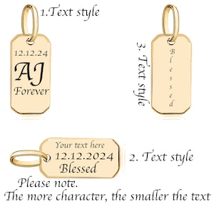 May include: Three gold-colored pendant charms with different text styles. The first charm has the text "12.12.24 AJ Forever". The second charm has the text "Your text here 12.12.2024 Blessed". The third charm has the text "Blessed" with each letter on a separate line.
