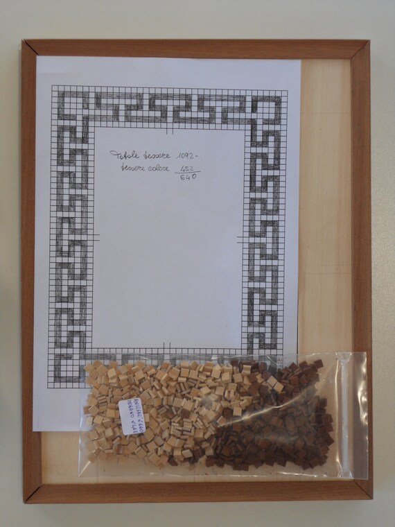 Wooden Frame With Greek Key Kit Mosaic Handmade