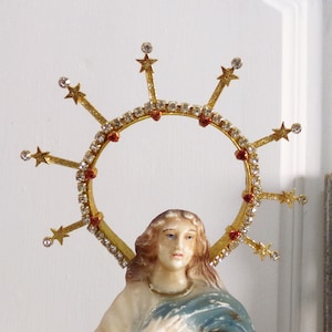 Stars rhinestones Virgin Mary hearts Jesus metal Halo crown