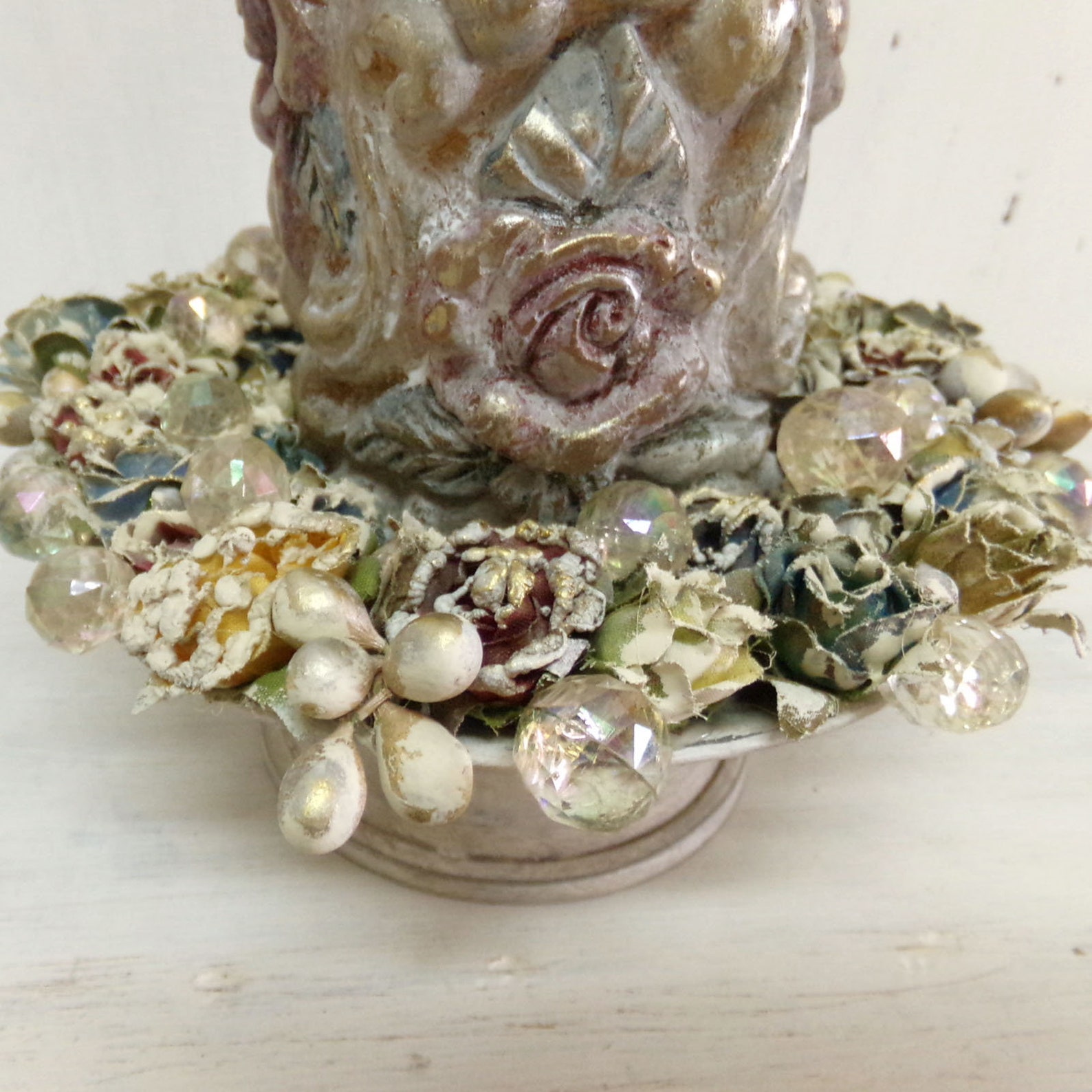 Vintage Carved Roses Candle Holder Etsy