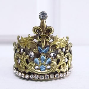 3,2cm-Ornated rhinestones gold metal crown Virgin Mary saints statues decor