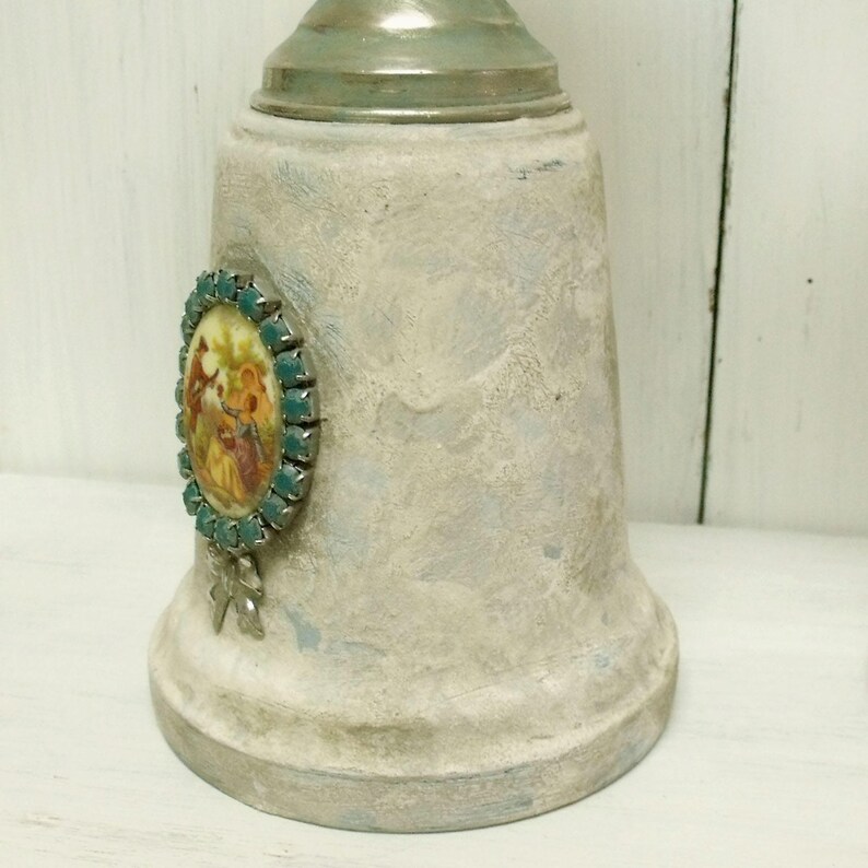 Vintage aged Trophy cups Cameo rhinestones pair