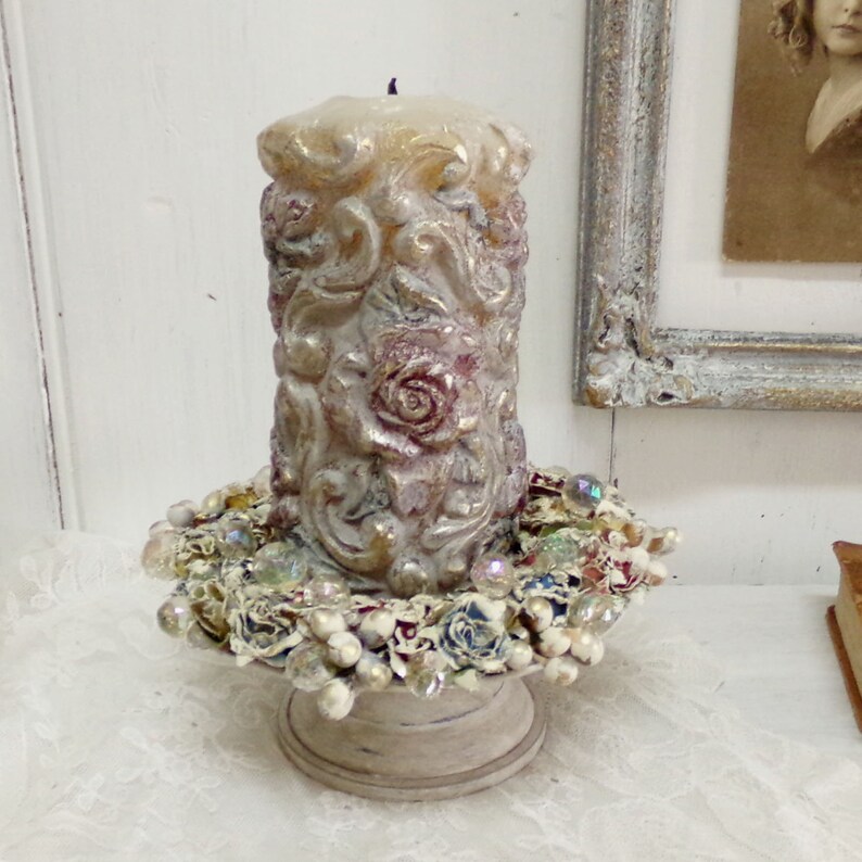 Vintage Carved Roses Candle Holder Etsy