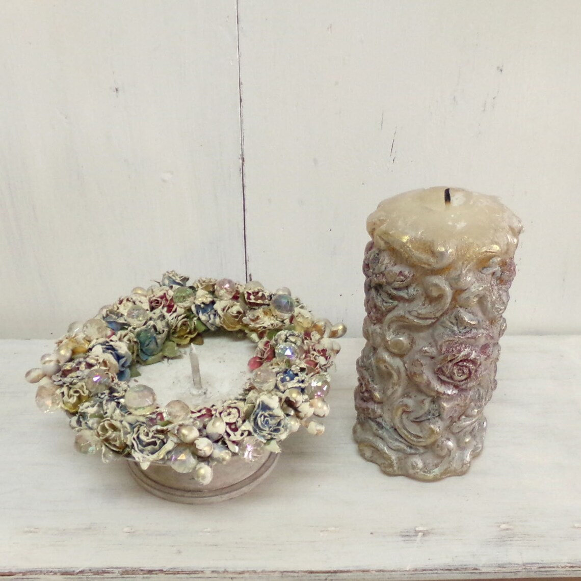 Vintage Carved Roses Candle Holder Etsy