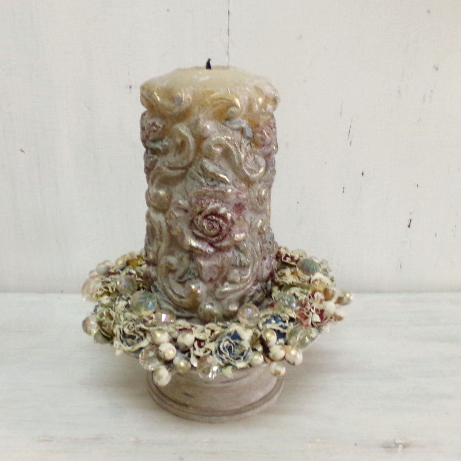 Vintage Carved Roses Candle Holder Etsy