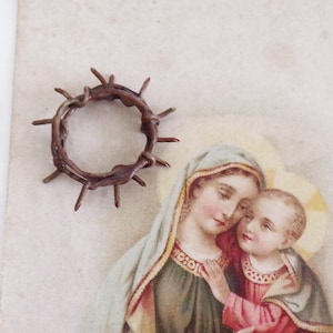 16 mm - Pequena coroa de espinhos de Jesus Cristo com galhos como crucifixo de arame metálico, decoração de estátua