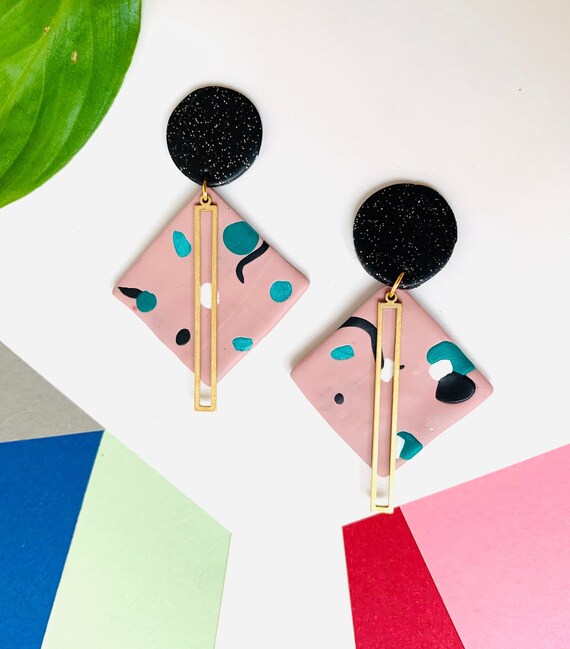 Funky Colorful Earrings. Modern Colorful Earrings. Colorful Etsy