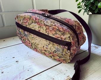 Handgemachte Floral Gobelin Reisetasche, Crossbody Fanny Pack, Vintage Gobelin Gürteltasche, Cottagecore Gürteltasche