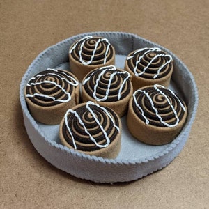 Felt Cinnamon Rolls, Set of 6, Pretend Play, Play Food