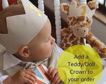 Add a matching Teddy/ Doll crown to your order -kids birthday Crown-Doll Crown-teddy bear picnic- Doll outfit-dolly and me - isolation party
