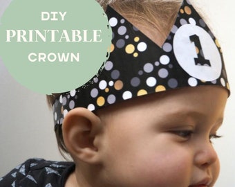 Paper Birthday Crown DIY template -Printable instant download party hat-DIY Christmas Crown -Christmas Cracker filler - printable kids craft