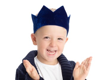Blue Birthday Crown - Personalised Velvet Crown -1st Birthday -2nd Birthday Boy outfit -cake smash outfit - little prince first birthday