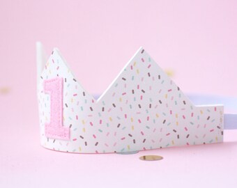 First Birthday Crown - Sprinkles crown - Girl 1st birthday crown - donut birthday crown - doughnut 1st birthday-candy sweet theme birthday