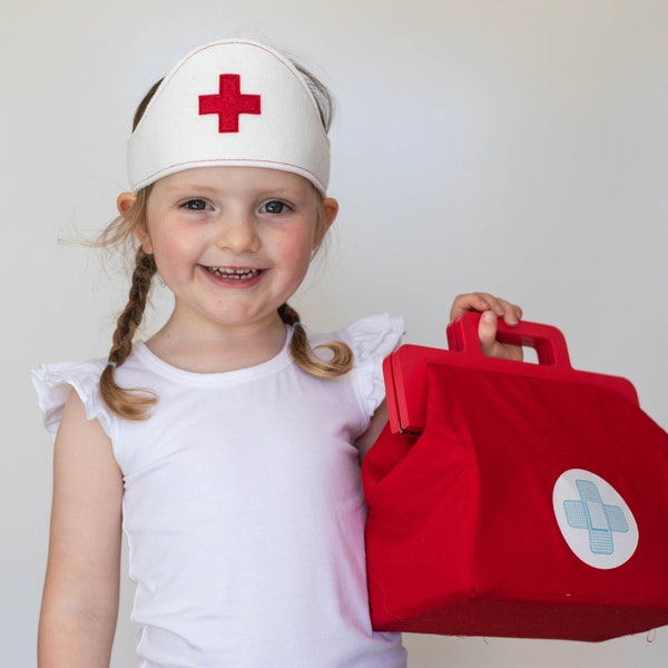 Kids Nurse Hat - Nurse costume kids - kids costume dress up Pretend Play - Imaginative PLay - Dress up box - Gift under 20