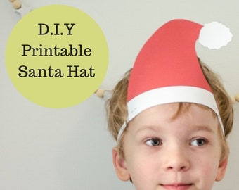 Santa Hat Costume - Instant Download-Printable Christmas craft for kids -Santa Hat for kids-Christmas costume printable Christmas craft idea