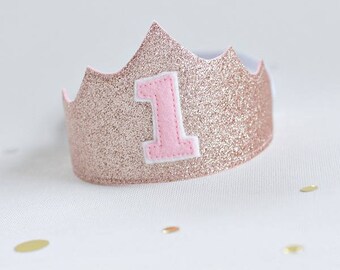 Rose Gold First Birthday Crown -  Girl birthday crown - Princess Tiara Crown - Princess Party Favor - Birthday crown girl