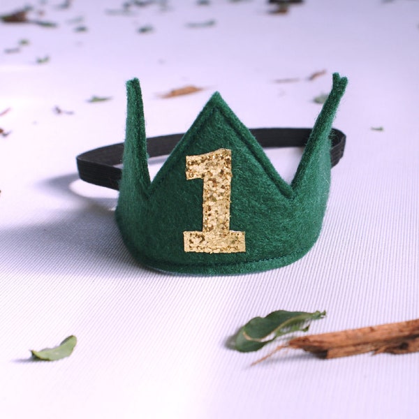 Green 1st Birthday Crown - First birthday Crown Boy -Jungle birthday -Sarfari party hat- Boy First birthday outfit