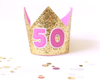 50th  Birthday Crown - 40th birthday -  30th birthday - 21st birthday - 18th birthday  - Choice of colours