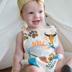 First Birthday Crown Mustard Birthday crown boy Birthday Boy outfit wild one theme Cake smash outfit boy 1st Birthday Crown Boy image 9